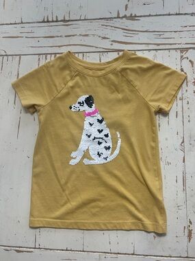 Cat & Jack Yellow Short Sleeve Tee with Sequin Dalmatian